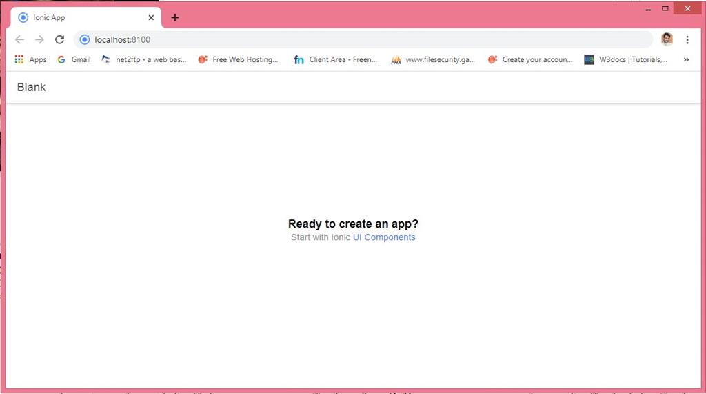 Ionic Blank app Browser View